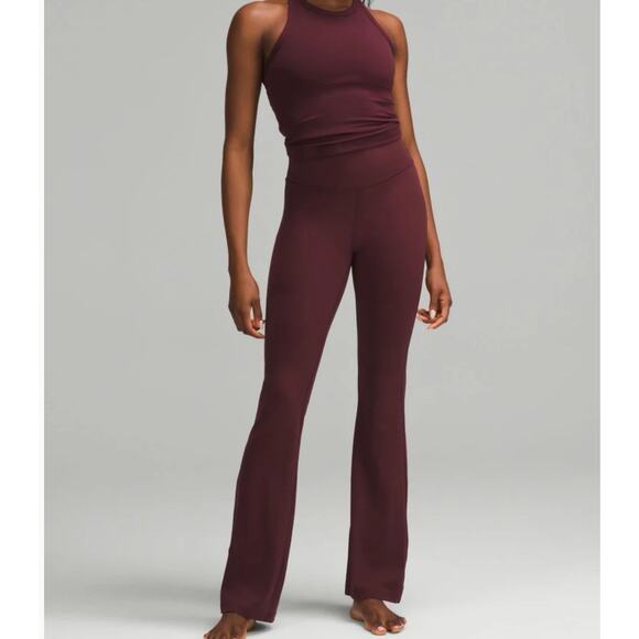 Lululemon Groove Super-High-Rise Flared Nulu Regular Red Merlot Size 2 - Picture 1 of 10